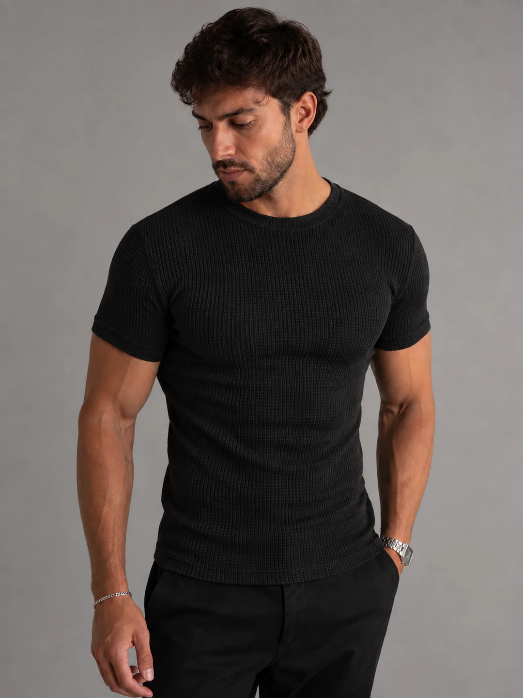 Camiseta Canelada Zara preta frente