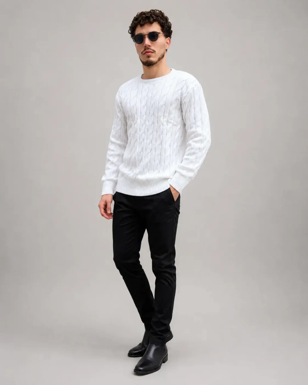 Suéter Tricot Trançado Off-White frente