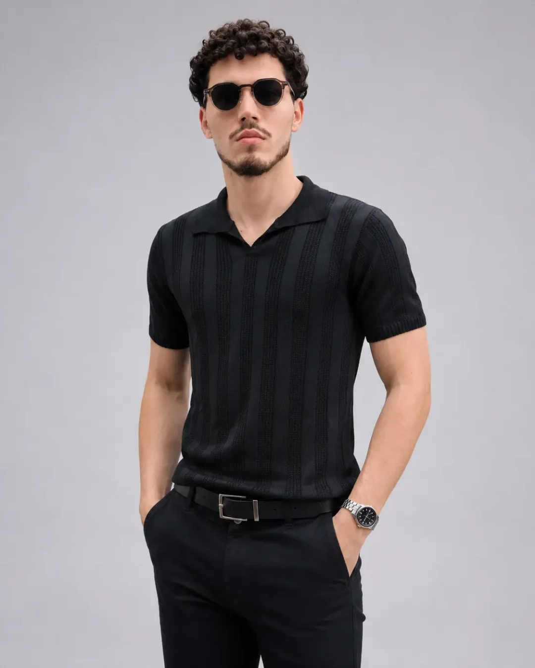 Polo Tricot Preta frente