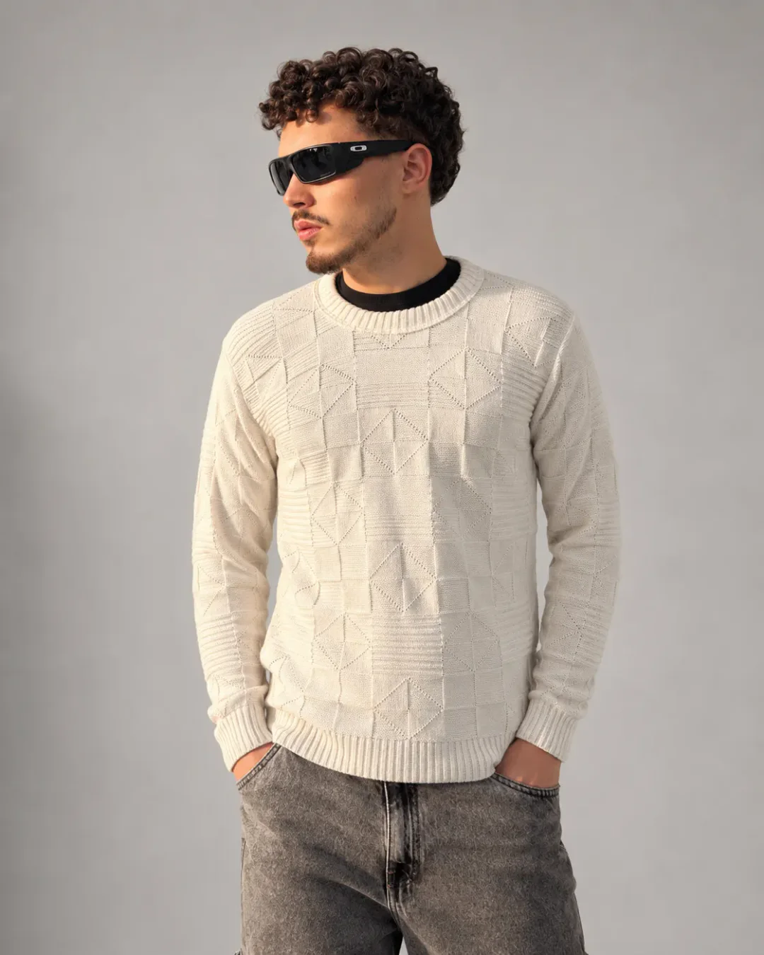 Suéter Tricot Geométrico Off-White frente