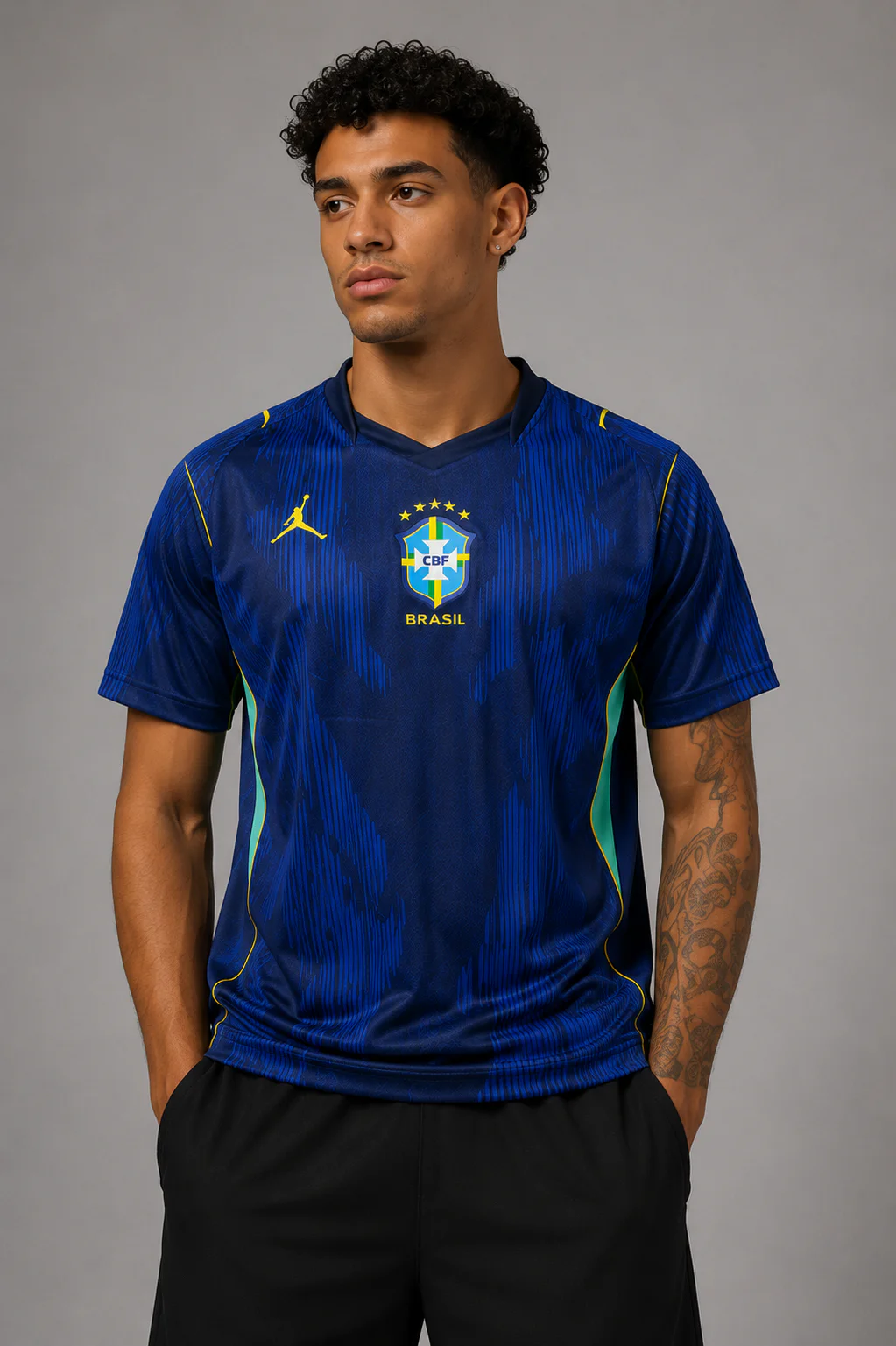 Camiseta Brasil versão jogador azul frente