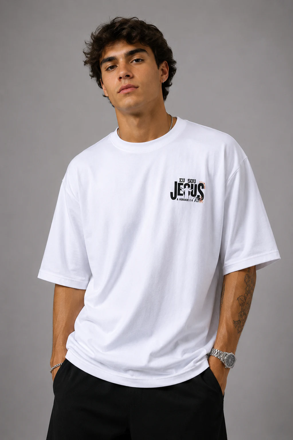 Camiseta Oversized Faith Eu Sou Jesus foto 4