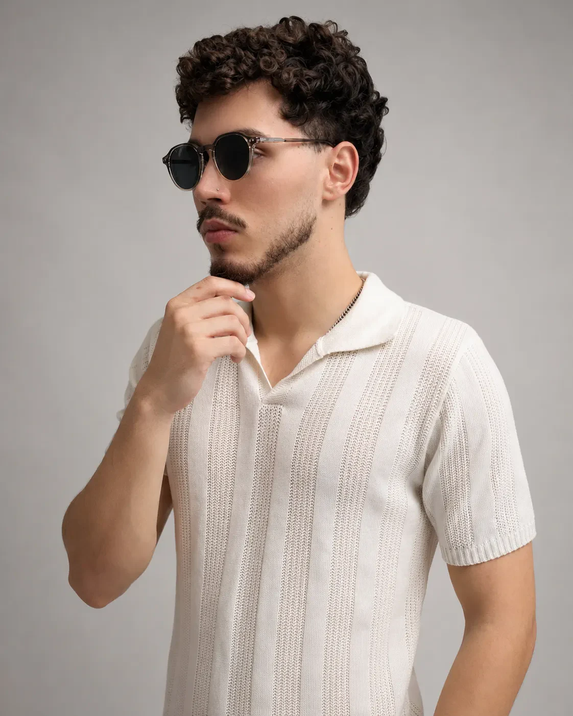 Detalhe da Polo Tricot Off-White