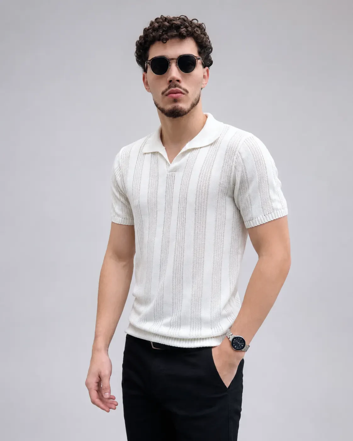 Polo Tricot Off-White frente