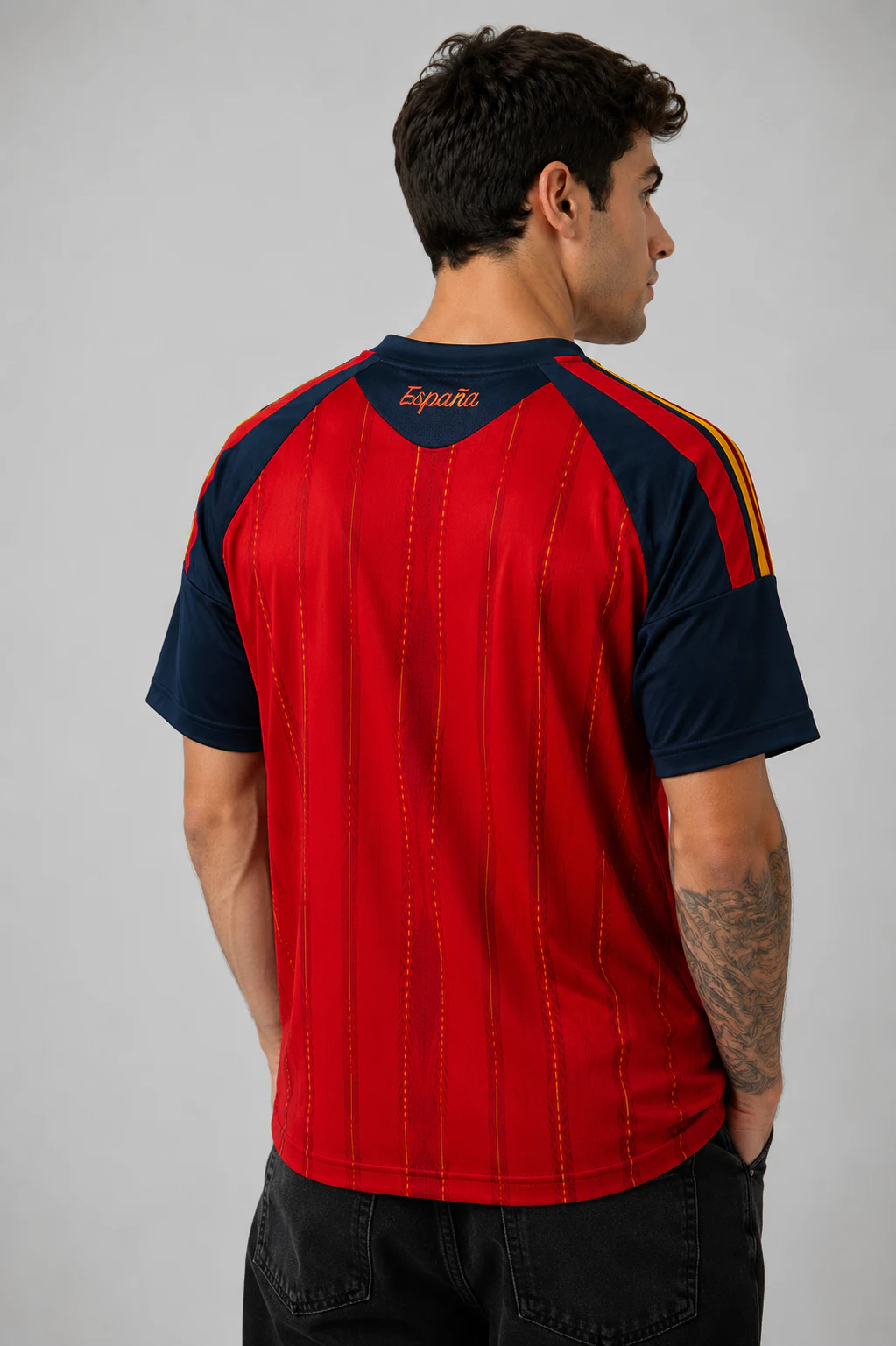 Detalhe das costas da Camisa Espanha versão jogador