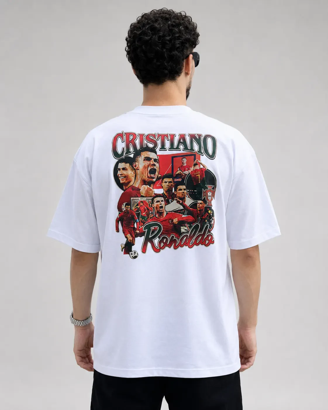 Camisa CR7 off-white costas