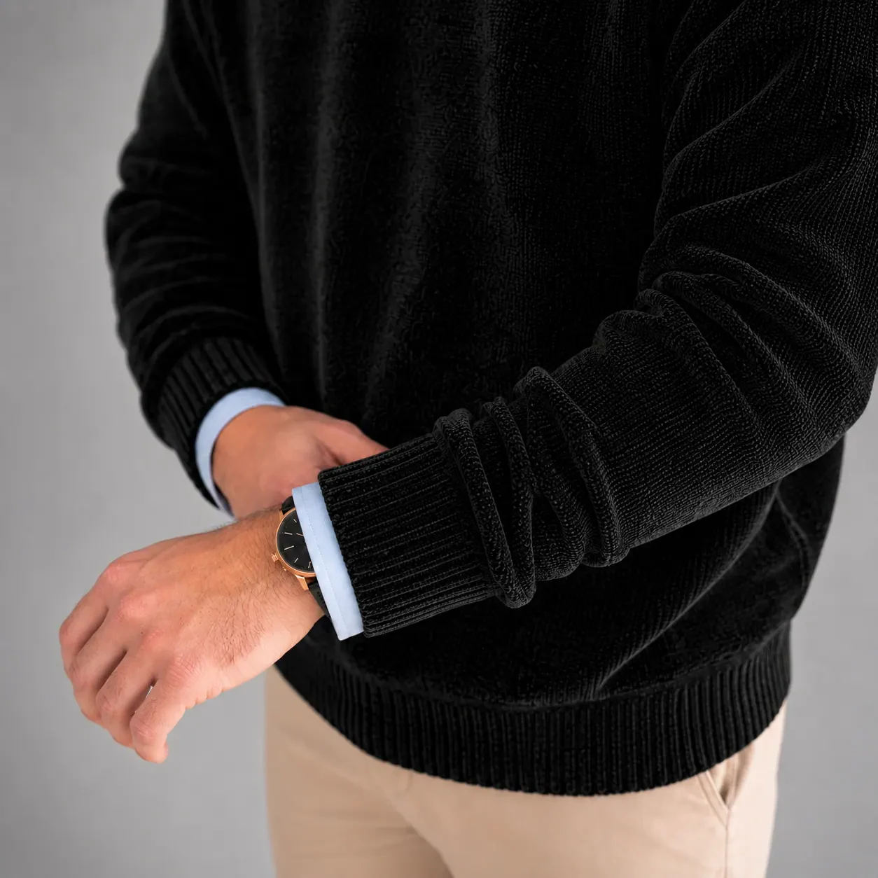 Detalhe do Suéter Chenille Zara preto